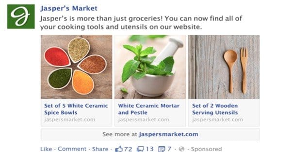 Multi Product Facebook Ad Example