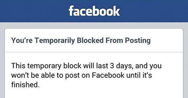Blocked from Posting Facebook