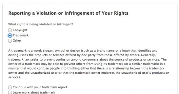 Facebook Trademark Infringement