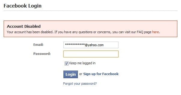 profil non accessible erreur facebook yahoo
