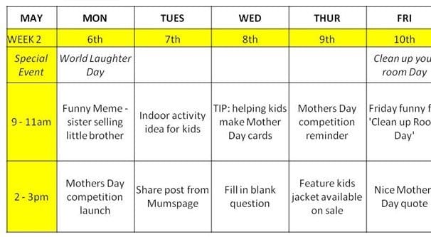 Facebook Content Calendar