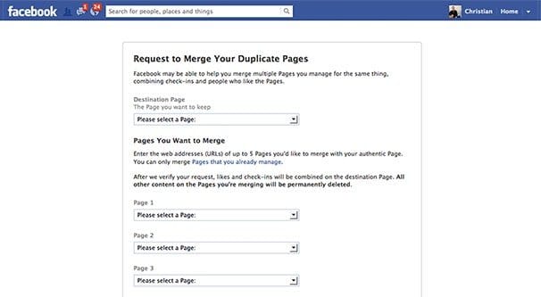 Merge Duplicate Facebook Pages