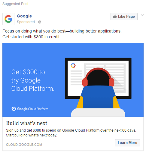 Facebok Ad Examples Google