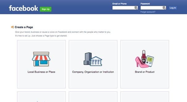 Facebook Create a Page