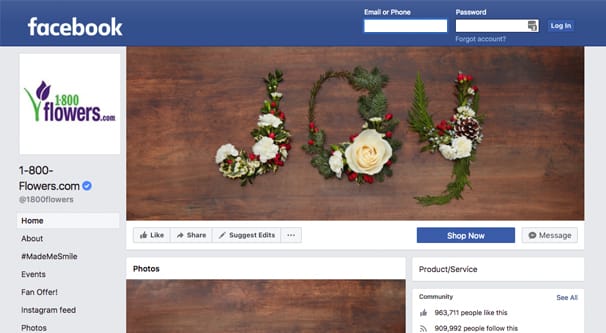 1800 Flowers Facebook
