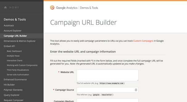 Google URL Builder Screenshot