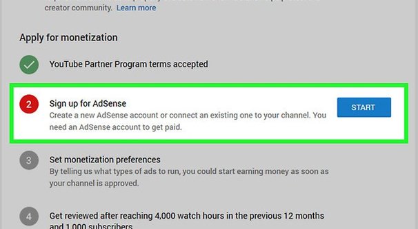 Apply for AdSense on YouTube