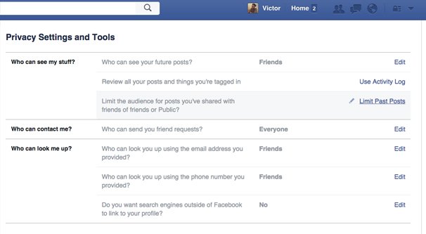 Privacy Settings on Facebook Profile