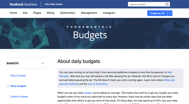 Facebook Daily Budgets Docs