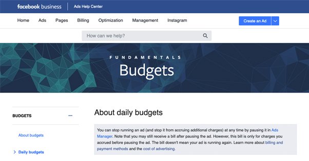 Facebook Budget Page