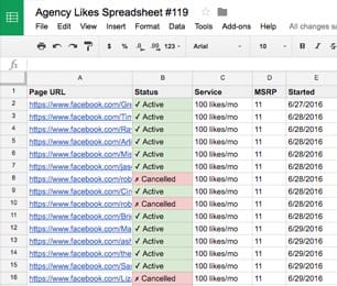 Agency spreadsheet
